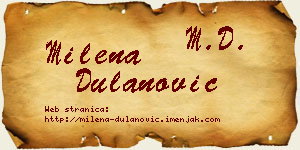 Milena Dulanović vizit kartica